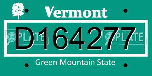 D164277 Vermont License Plate