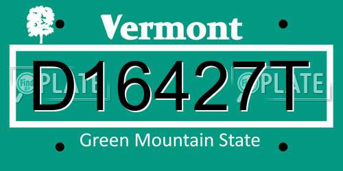 D16427T Vermont License Plate