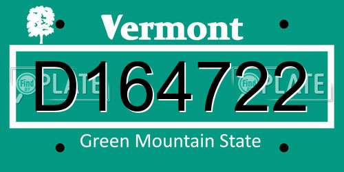 D164722 Vermont License Plate
