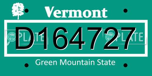 D164727 Vermont License Plate