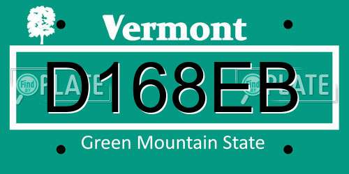 D168EB Vermont License Plate
