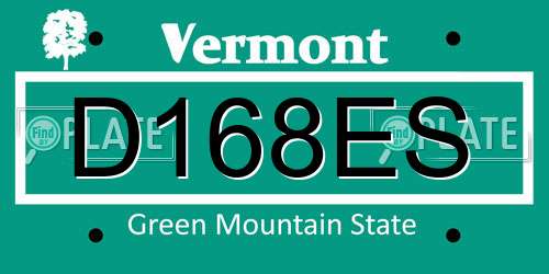D168ES Vermont License Plate