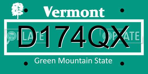 D174QX Vermont License Plate