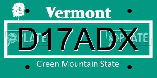 D17ADX Vermont License Plate