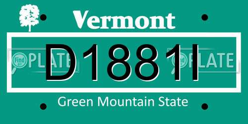 D1881I Vermont License Plate