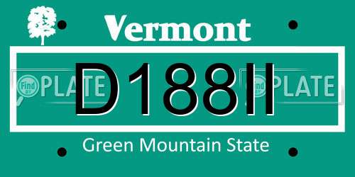 D188II Vermont License Plate
