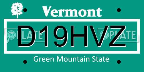 D19HVZ Vermont License Plate