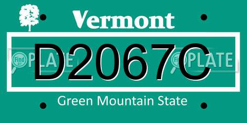 D2067C Vermont License Plate
