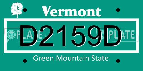 D2159D Vermont License Plate