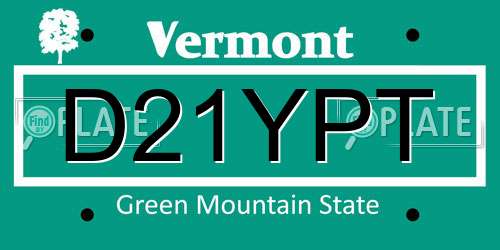 D21YPT Vermont License Plate