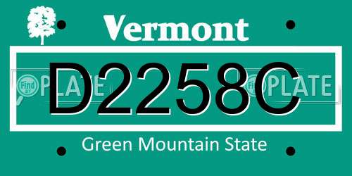 D2258C Vermont License Plate