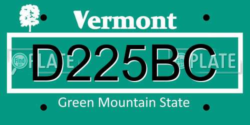 D225BC Vermont License Plate