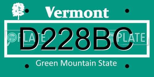 D228BC Vermont License Plate