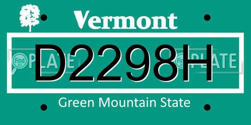 D2298H Vermont License Plate