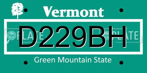 D229BH Vermont License Plate