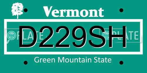 D229SH Vermont License Plate