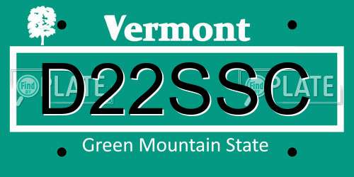 D22SSC Vermont License Plate