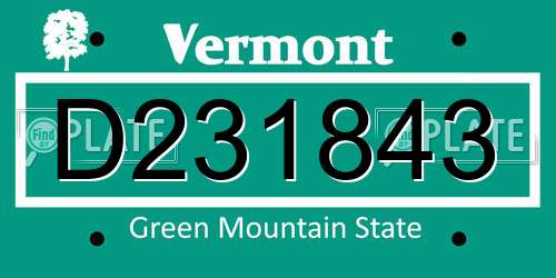 D231843 Vermont License Plate