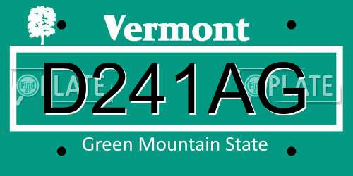 D241AG Vermont License Plate