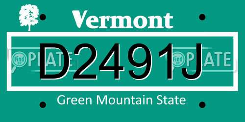 D2491J Vermont License Plate