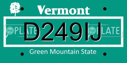 D249IJ Vermont License Plate