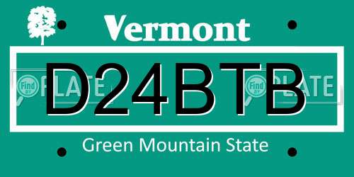 D24BTB Vermont License Plate