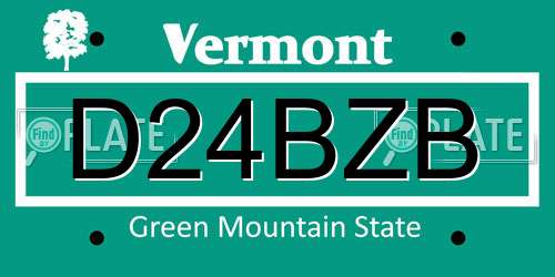 D24BZB Vermont License Plate