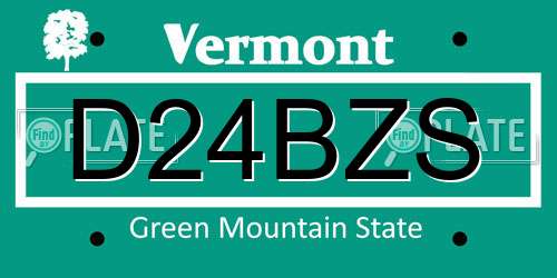 D24BZS Vermont License Plate
