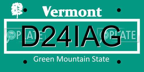 D24IAG Vermont License Plate