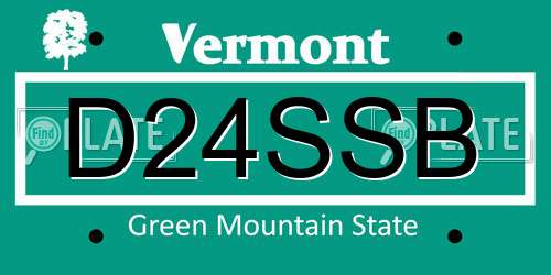 D24SSB Vermont License Plate