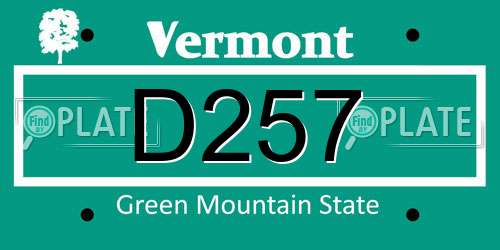 D257 Vermont License Plate