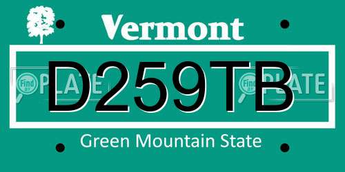 D259TB Vermont License Plate