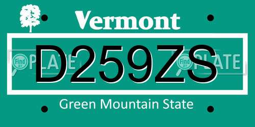 D259ZS Vermont License Plate
