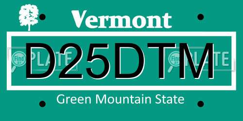 D25DTM Vermont License Plate