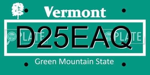 D25EAQ Vermont License Plate