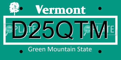 D25QTM Vermont License Plate