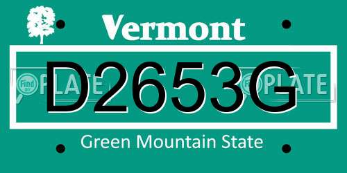 D2653G Vermont License Plate