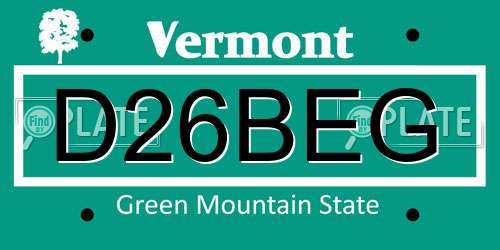 D26BEG Vermont License Plate