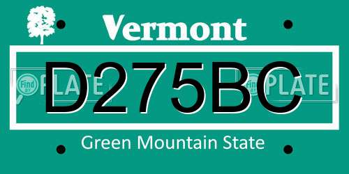 D275BC Vermont License Plate