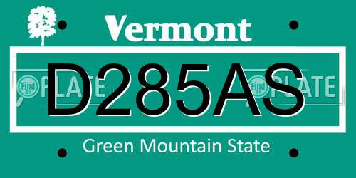 D285AS Vermont License Plate
