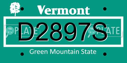 D2897S Vermont License Plate