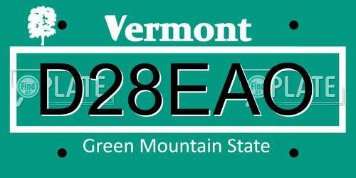 D28EAO Vermont License Plate