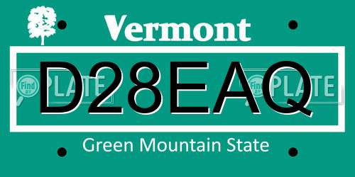 D28EAQ Vermont License Plate