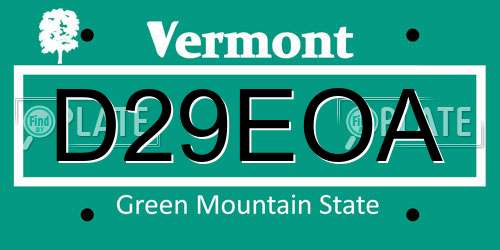 D29EOA Vermont License Plate