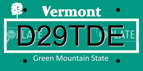 D29TDE Vermont License Plate
