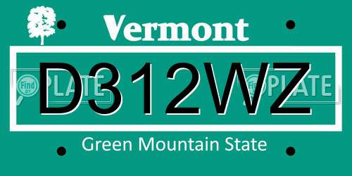 D312WZ Vermont License Plate