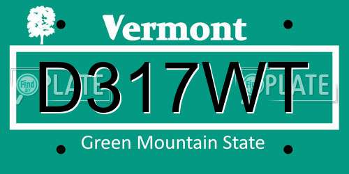 D317WT Vermont License Plate