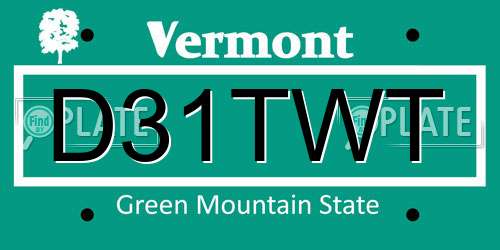 D31TWT Vermont License Plate