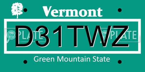 D31TWZ Vermont License Plate