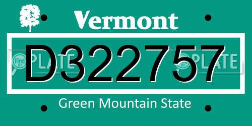 D322757 Vermont License Plate